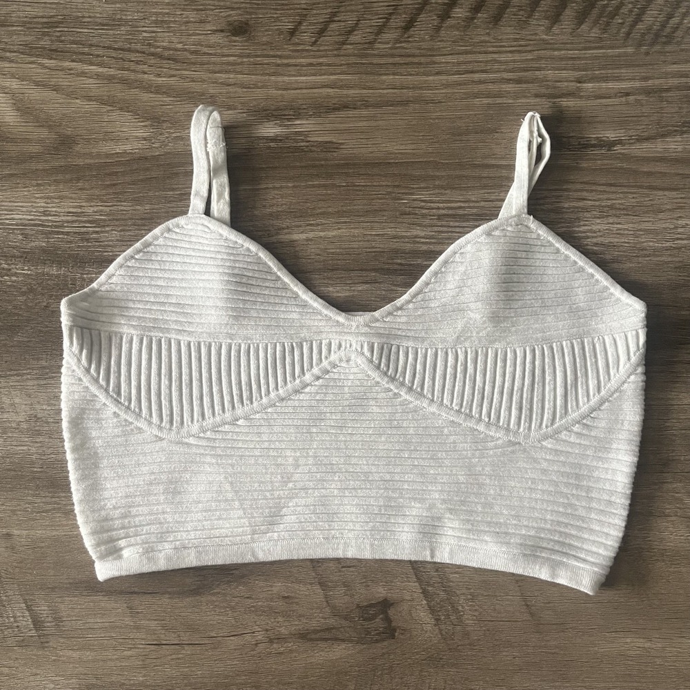 Aerie Women's Ribbed Cropped Tank Top Heather Gray Size Medium